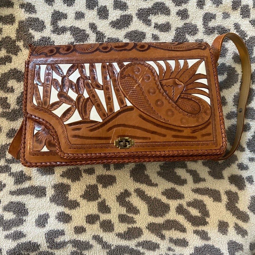 Vintage Tooled Leather Handbag